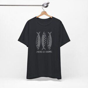 J’adore Les Sardines T-Shirt – French Sardine Graphic Tee – Minimalist Fish